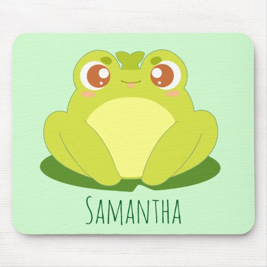 Groene kikker zittend op blad muismat (Voorkant)