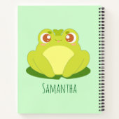 Groene kikker zittend op blad notitieboek (Achterkant)