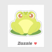 Groene kikker zittend op blad sticker (Vel)