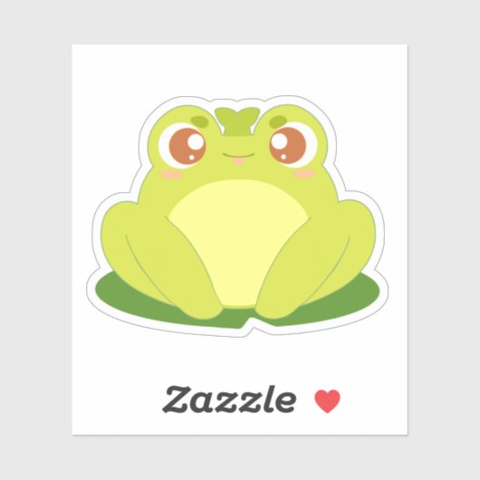 Groene kikker zittend op blad sticker (Vel)