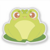 Groene kikker zittend op blad sticker (Voorkant)