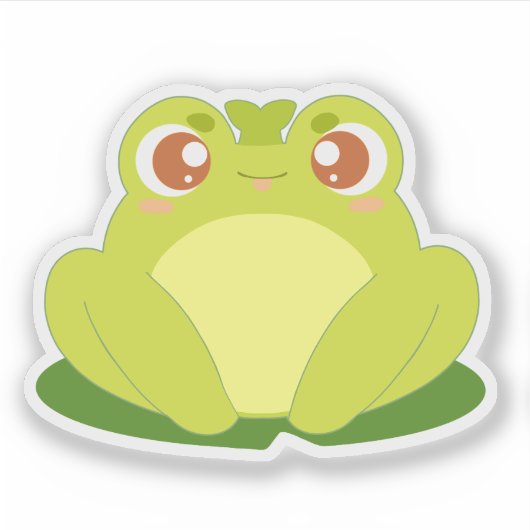 Groene kikker zittend op blad sticker (Voorkant)