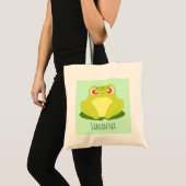 Groene kikker zittend op blad tote bag (Voorkant (product))
