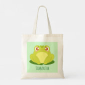 Groene kikker zittend op blad tote bag (Achterkant)