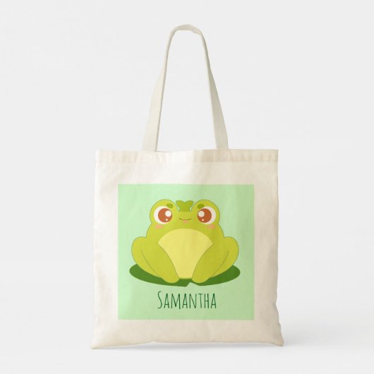 Groene kikker zittend op blad tote bag (Achterkant)