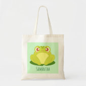Groene kikker zittend op blad tote bag (Voorkant)
