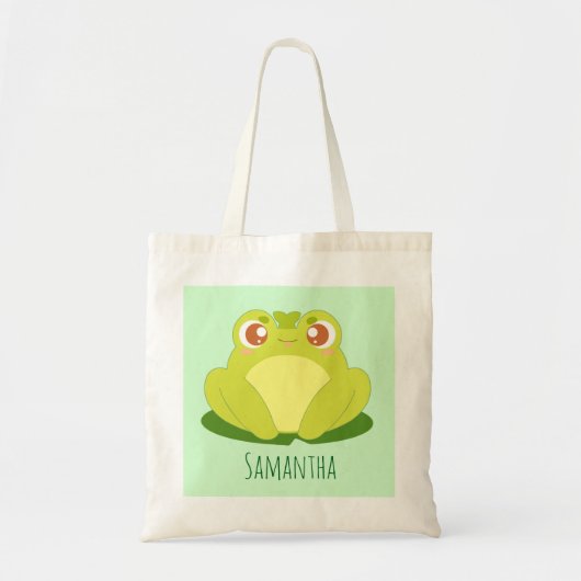 Groene kikker zittend op blad tote bag (Voorkant)