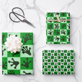 Groene Kikkerpoten Speelse Dieren Sporen Inpakpapier Vel