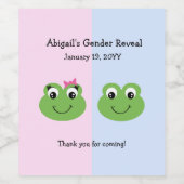 Groene Kikkers Geslacht onthullen Baby shower Wijn Etiket (Enkel label)