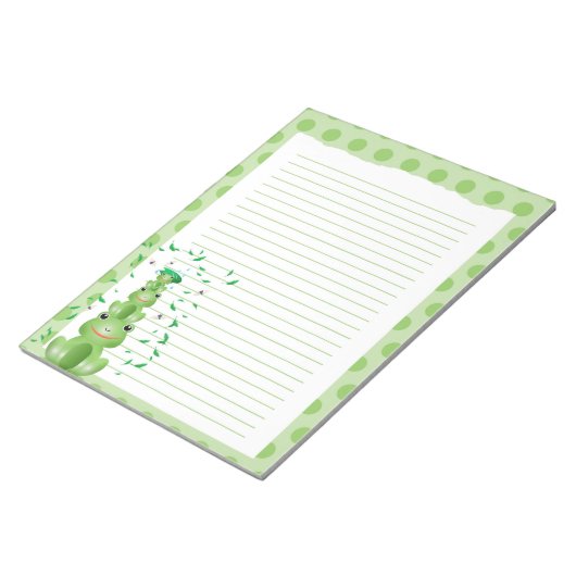 Groene kikkers gestippelde bosdieren notitieblok (Schuin)