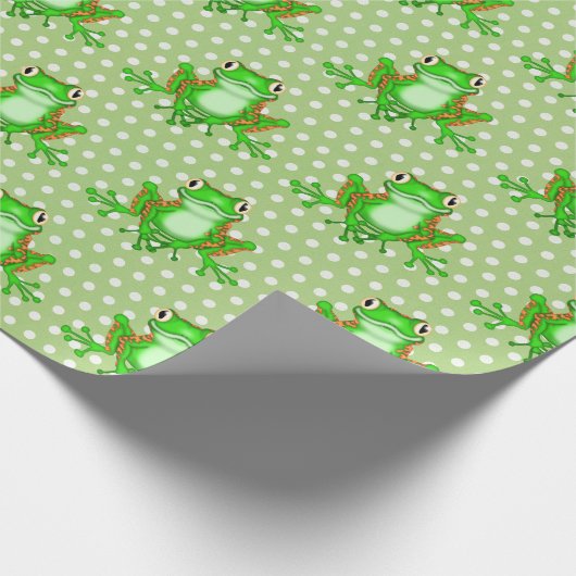 Groene kikkers op poka Dots Cadeaupapier (Hoek)