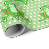 Groene kikkers op poka Dots Cadeaupapier (Rol Hoek)