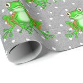 Groene kikkers op poka Dots Cadeaupapier (Rol Hoek)
