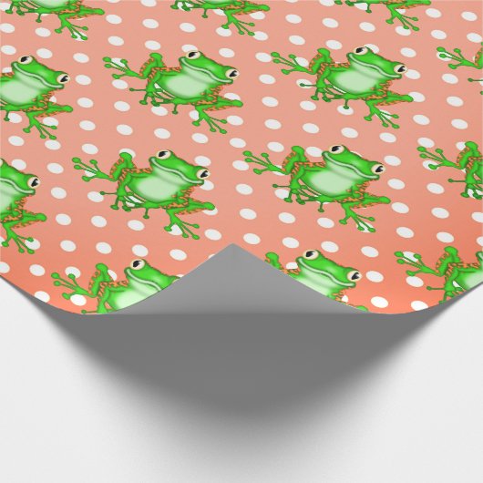 Groene kikkers op poka Dots Cadeaupapier (Hoek)