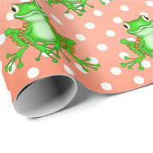 Groene kikkers op poka Dots Cadeaupapier (Rol Hoek)