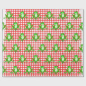 Groene kikkers op Red Gingham Cadeaupapier (Vlak)