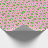 groene kikkers op roze cadeaupapier (Hoek)