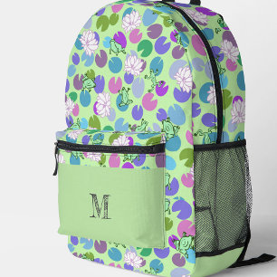 Groene Kikkers Patroon Gepersonaliseerde Monogram Bedrukte Rugzak