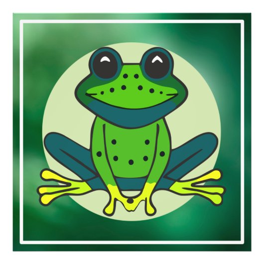 Groene kikkervis-Cartoon Foto Afdruk (Voorkant)