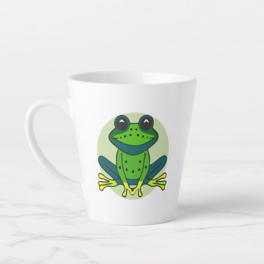 Groene kikkervis-Cartoon Latte Mok (Links)