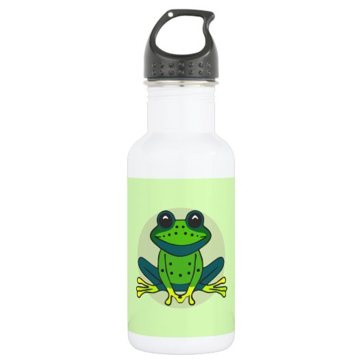 Groene kikkervis-Cartoon Waterfles (Voorkant)