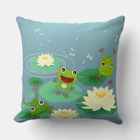Groene kikkervis Pillow glimlachen Kussen (Voorkant)