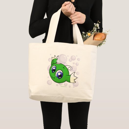 Groene Kiko die door het Kiko Lake wil Grote Tote Bag (Voorkant (product))
