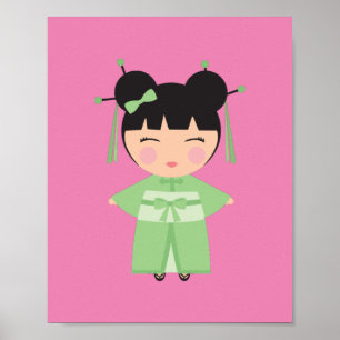 Groene Kimono Japanse Pop   Poster