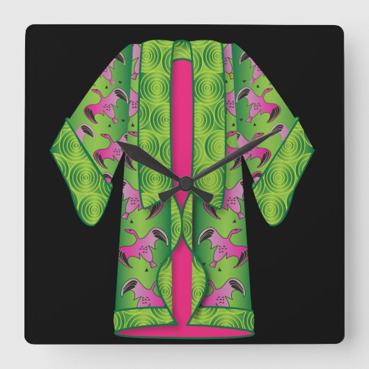 Groene Kimono Wall klok (Voorkant)