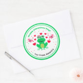 Groene Kinder Kikkervishoppy-Valentijnsdag Ronde Sticker (Envelop)