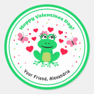 Groene Kinder Kikkervishoppy-Valentijnsdag Ronde Sticker