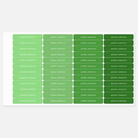 Groene Kinder naam IJzer op kleding Labels (Vel)