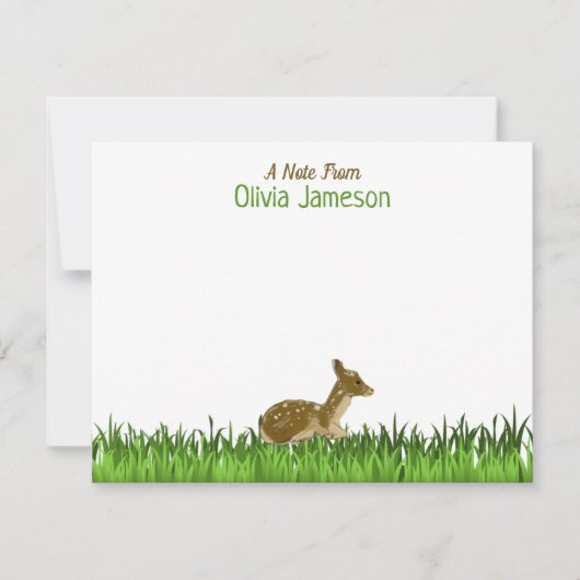 Groene kindernaam bosdier notitiekaartje (Voorkant)