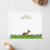 Groene kindernaam bosdier notitiekaartje (Voorkant / Achterkant in situ)