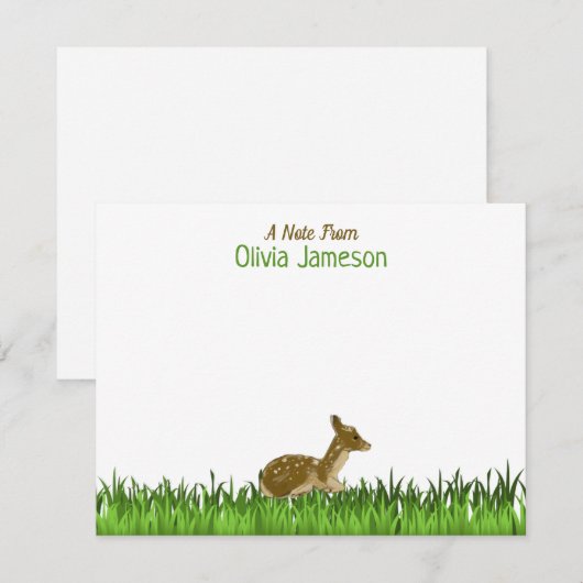 Groene kindernaam bosdier notitiekaartje (Voorkant / Achterkant)
