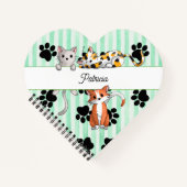 Groene Kittens & poten hartvormig Notitieboek (Voorkant)