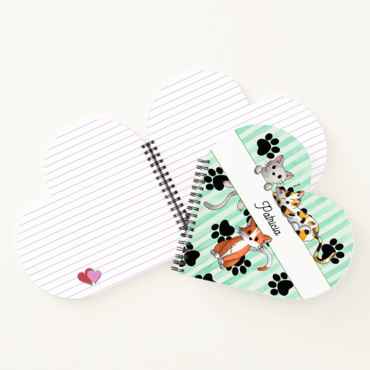 Groene Kittens & poten hartvormig Notitieboek (Binnen)