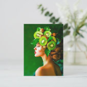 Groene Kiwi kroon met frisse stijl Feestdagenkaart (Staand voorkant)