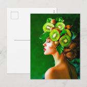 Groene Kiwi kroon met frisse stijl Feestdagenkaart (Voorkant / Achterkant)