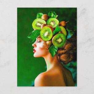 Groene Kiwi Kroon met Verse Stijl Feestdagenkaart