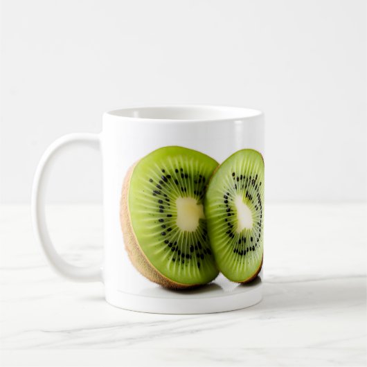 Groene kiwi-vruchten koffiemok (Links)