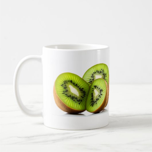 Groene kiwi-vruchten koffiemok (Links)