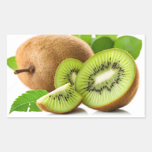 Groene kiwi-vruchten rechthoekige sticker (Voorkant)