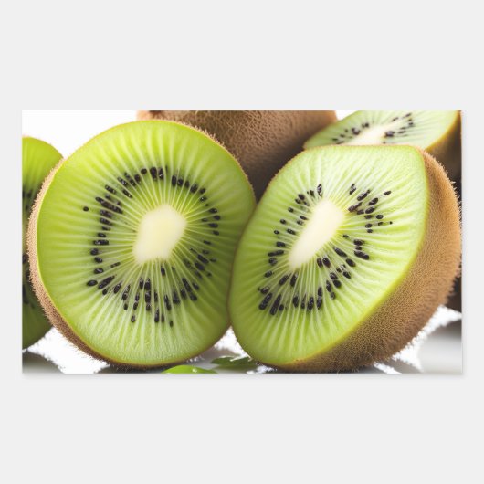Groene kiwi-vruchten rechthoekige sticker (Voorkant)