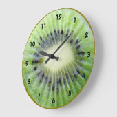 Groene Kiwi wandklok met cijfers (Hoek)