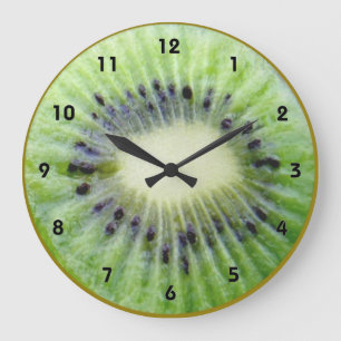 Groene Kiwi wandklok met cijfers