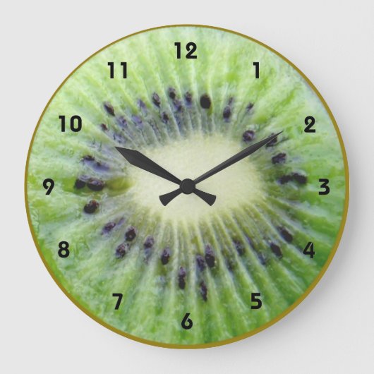 Groene Kiwi wandklok met cijfers (Voorkant)