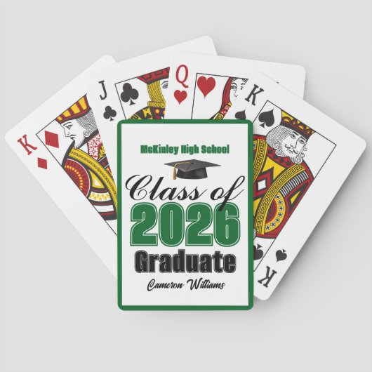 Groene klas van 2026 aangepaste afstudeerfeestje pokerkaarten (Achterkant)