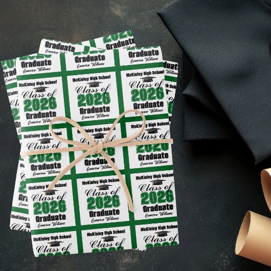 Groene klas van 2026 Aangepaste afstuderen Inpakpapier Vel