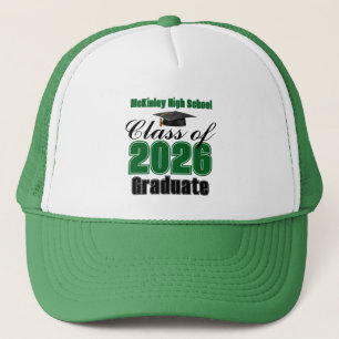 Groene klas van 2026 afstudeer aangepast trucker pet